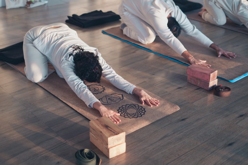 Yoga practice near the Ganges, Rishikesh